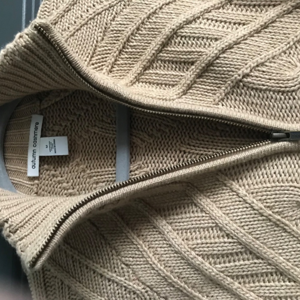 Autumn cashmere beige / camel zip cardigan -M - Picture 4 of 7